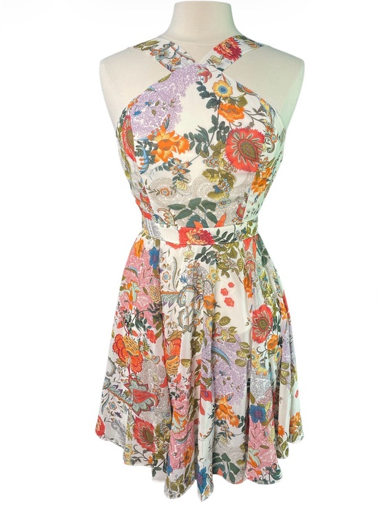 Lulus Dresses & Skirts - Lulu's Tropical Floral Halter Fit & Flare Mini Dress Small
